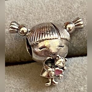 💯% Authentic Pandora little girl enamel pigtails charm